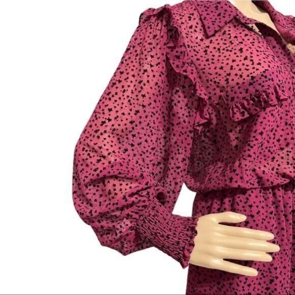 MISA Los Angeles Yolanda Dress Size M | Like New | Red Velvet Burntout - Picture 8 of 10